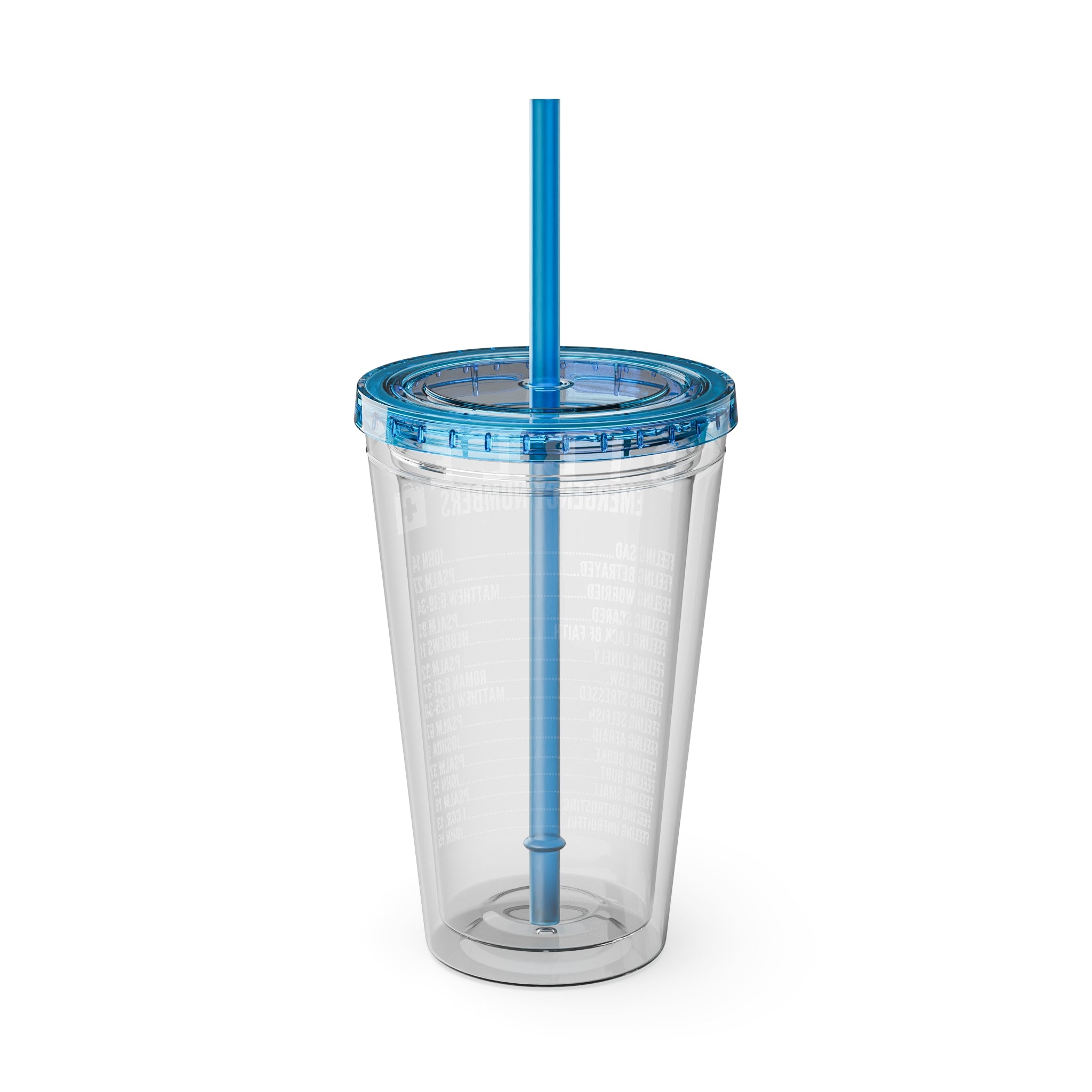 Bible Emergency Numbers 16oz Tumbler with Straw