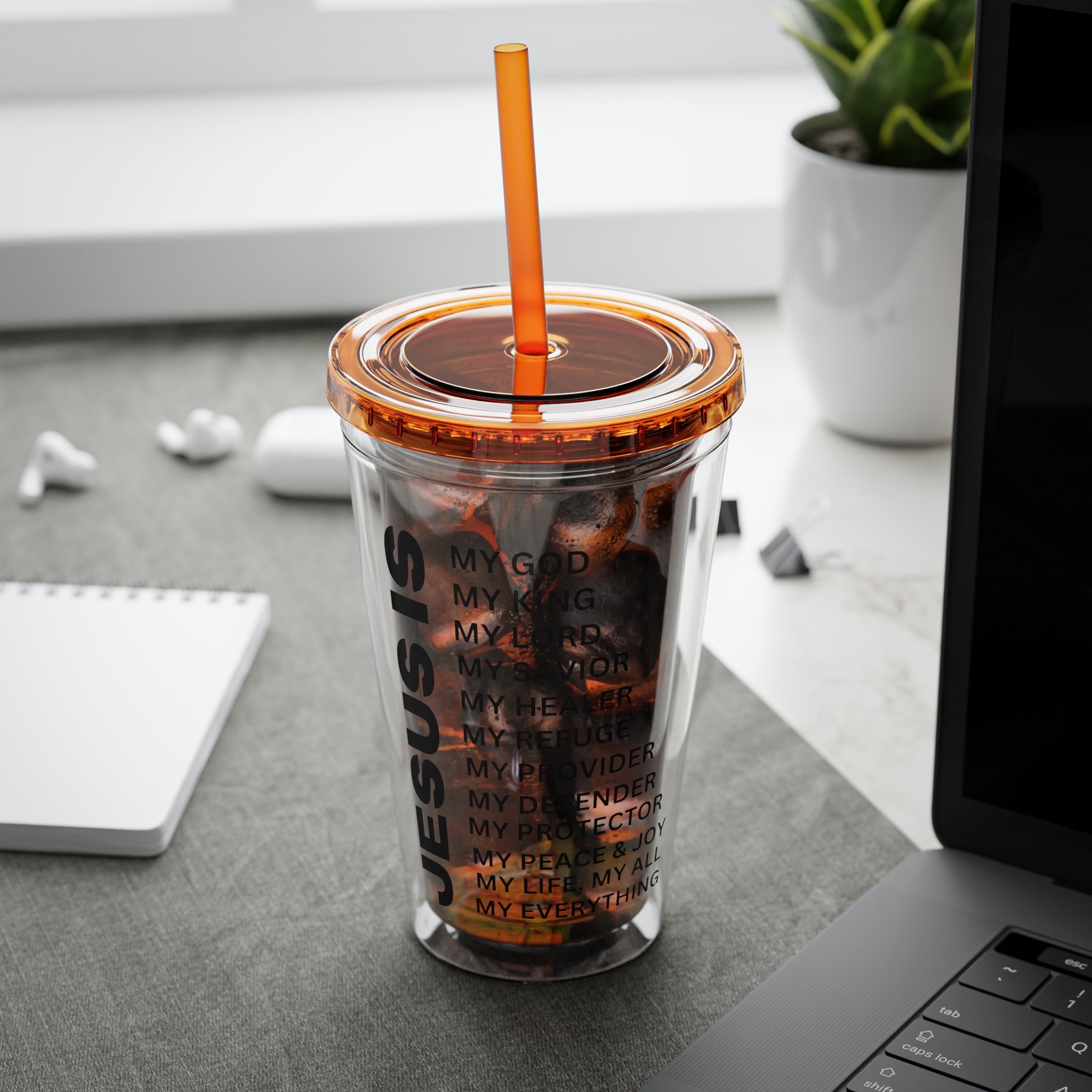 Christian JESUS IS 16oz Tumbler with Straw