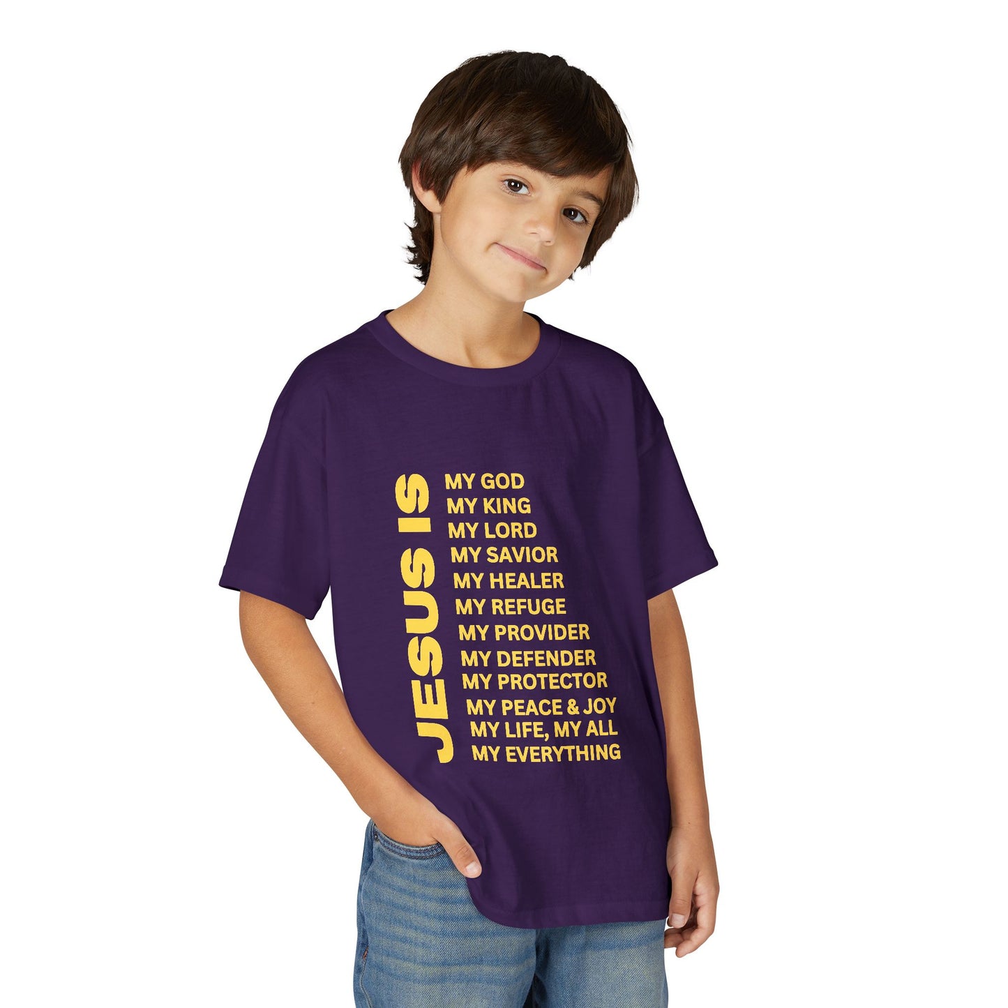 Christian JESUS IS Youth Short Sleeve - Yellow