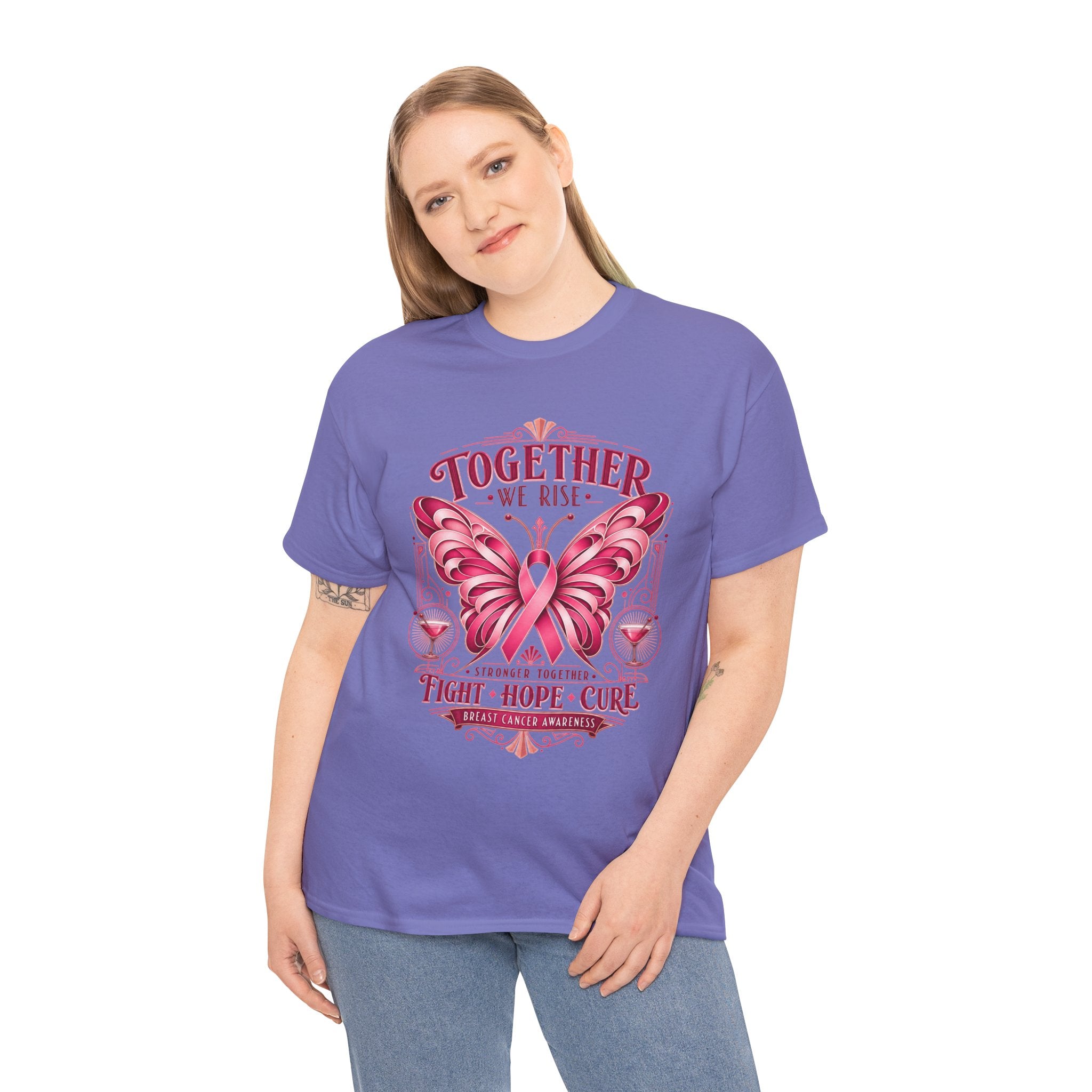 Together We Rise Breast Cancer Awareness T-Shirt — Fight Hope Cure Tee