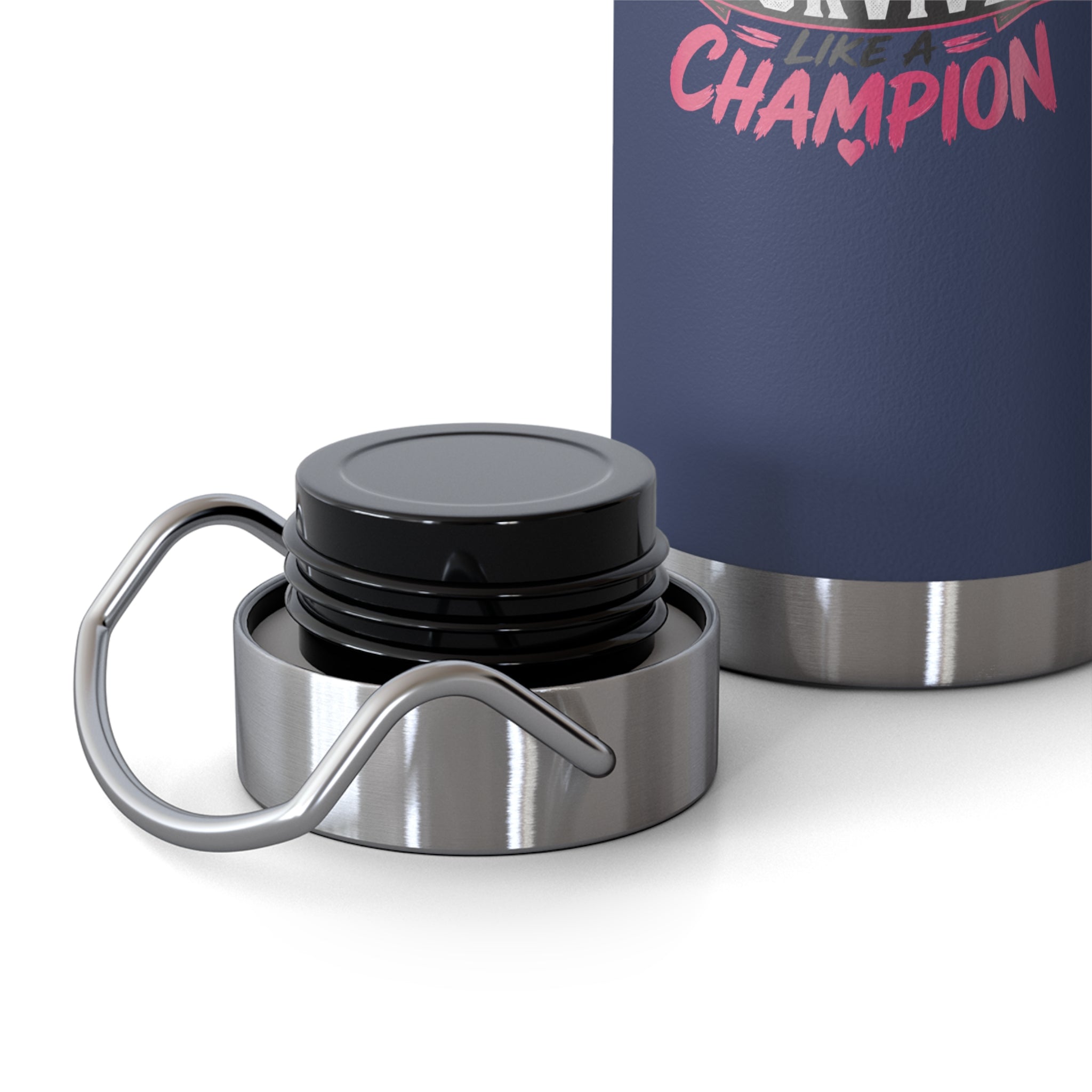 Fight Warrior Survive Champion Pink Ribbon 22oz Insulated Water Bottle