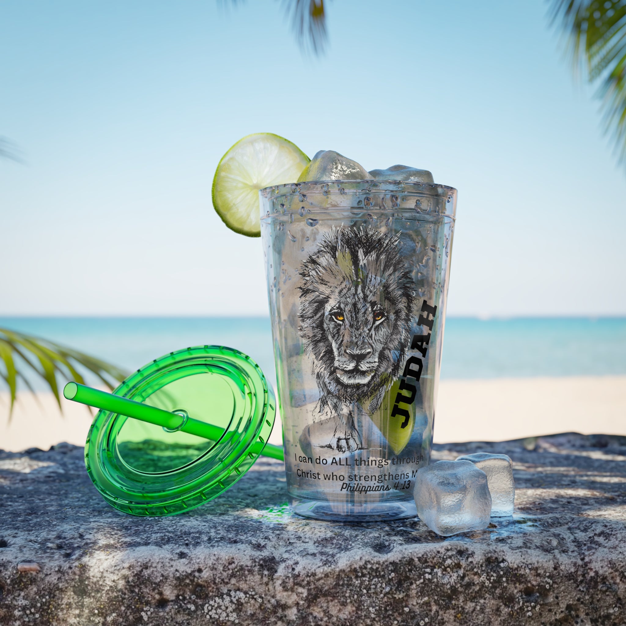 Lion of Judah 16oz Tumbler with Straw