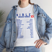 Bible Emergency Numbers Tee - Blue