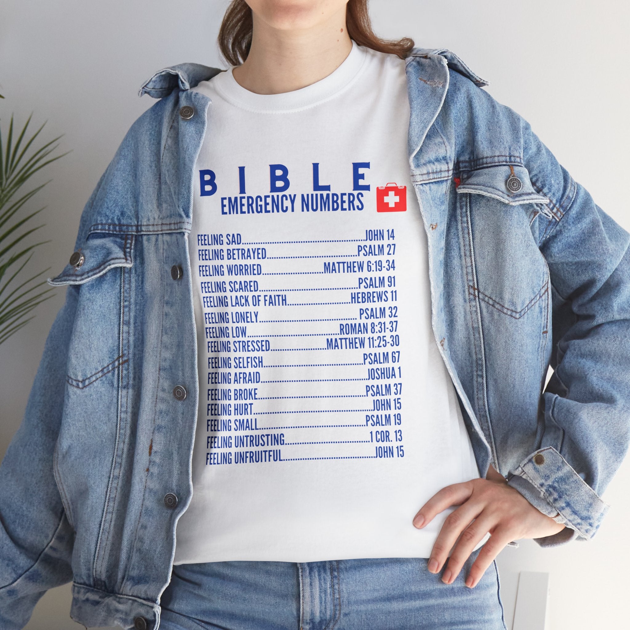 Bible Emergency Numbers Tee - Blue