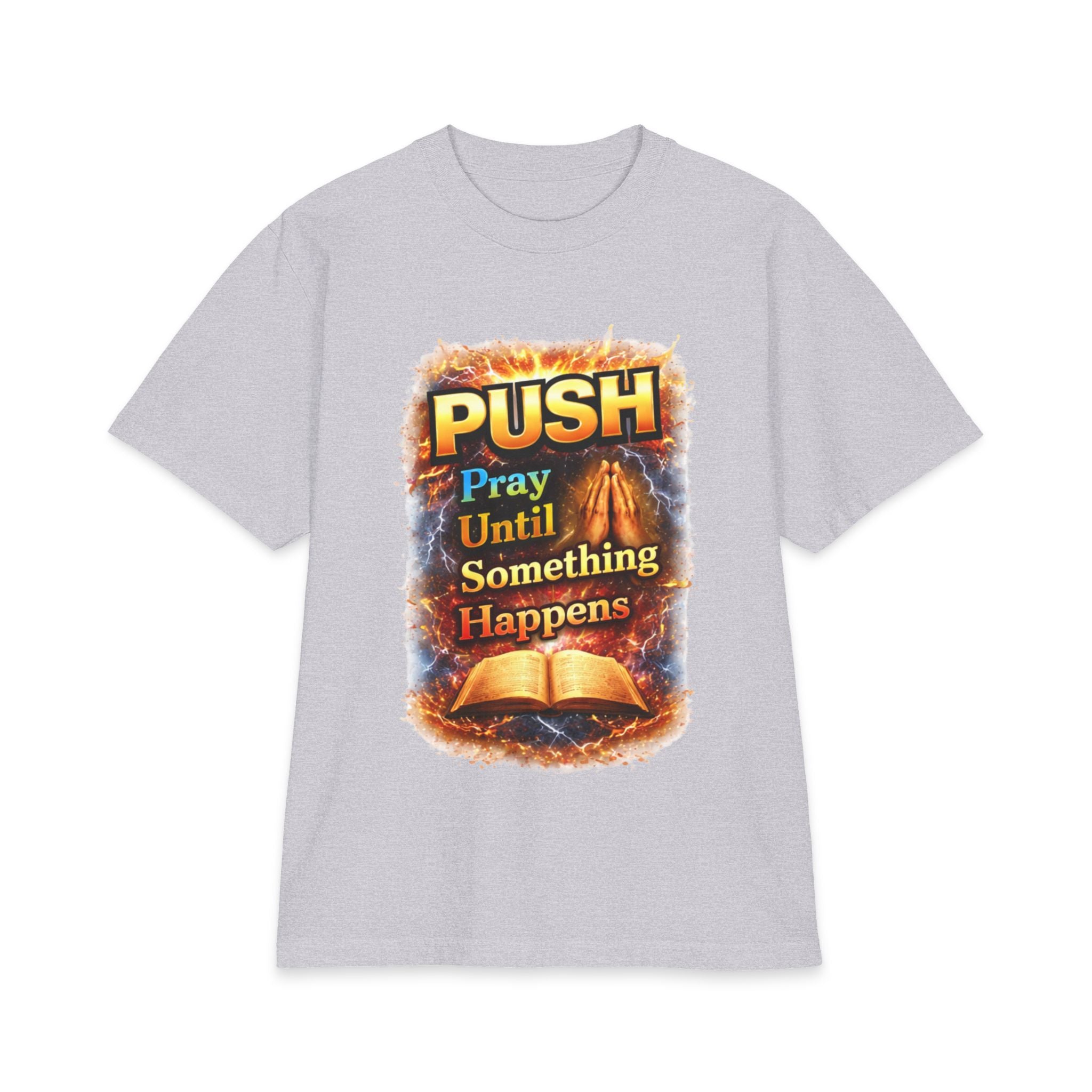 Push Pray Until Something Happens T‑Shirt - Bible — 7X only