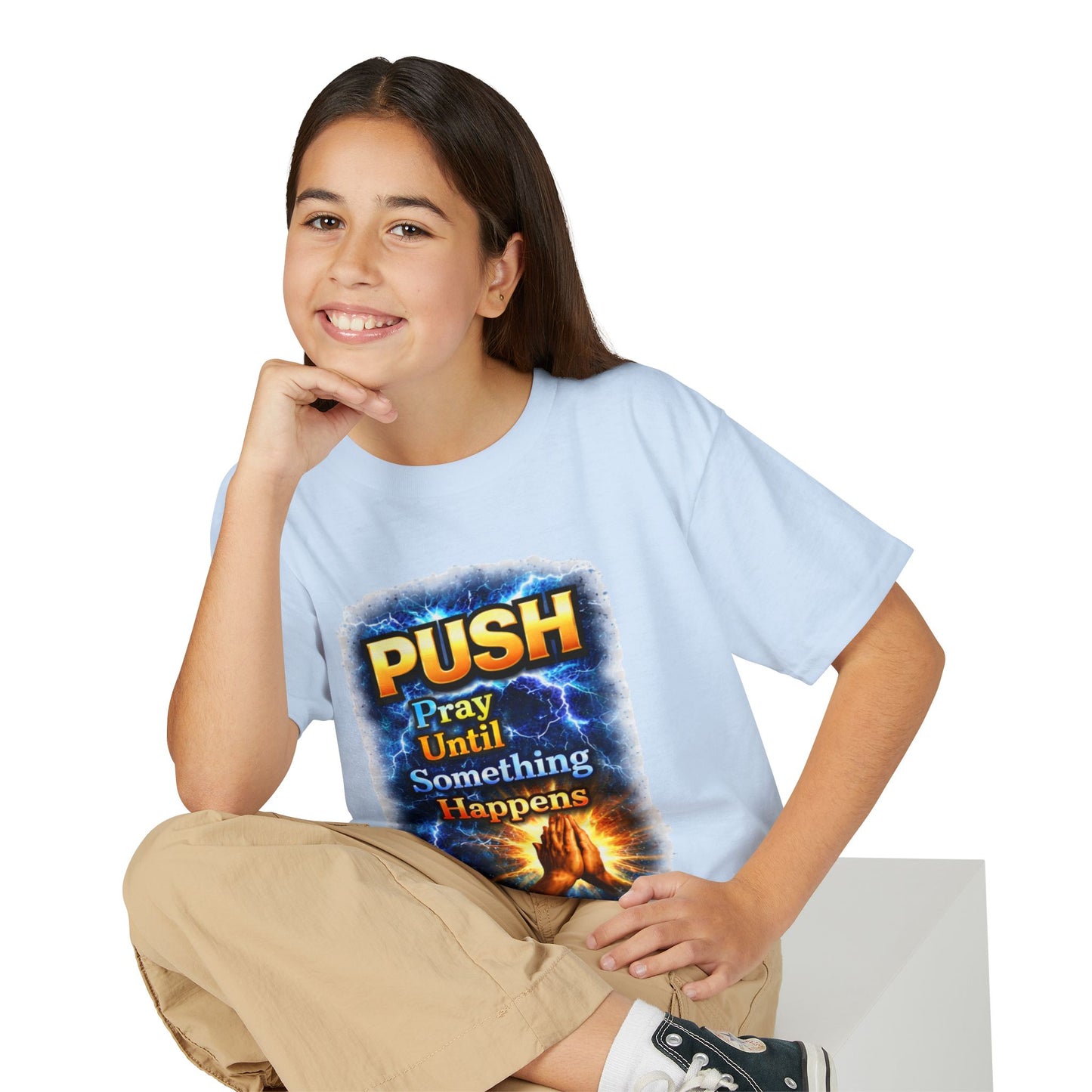 "Push: Pray Until Something Happens" Youth T-shirt - Hands