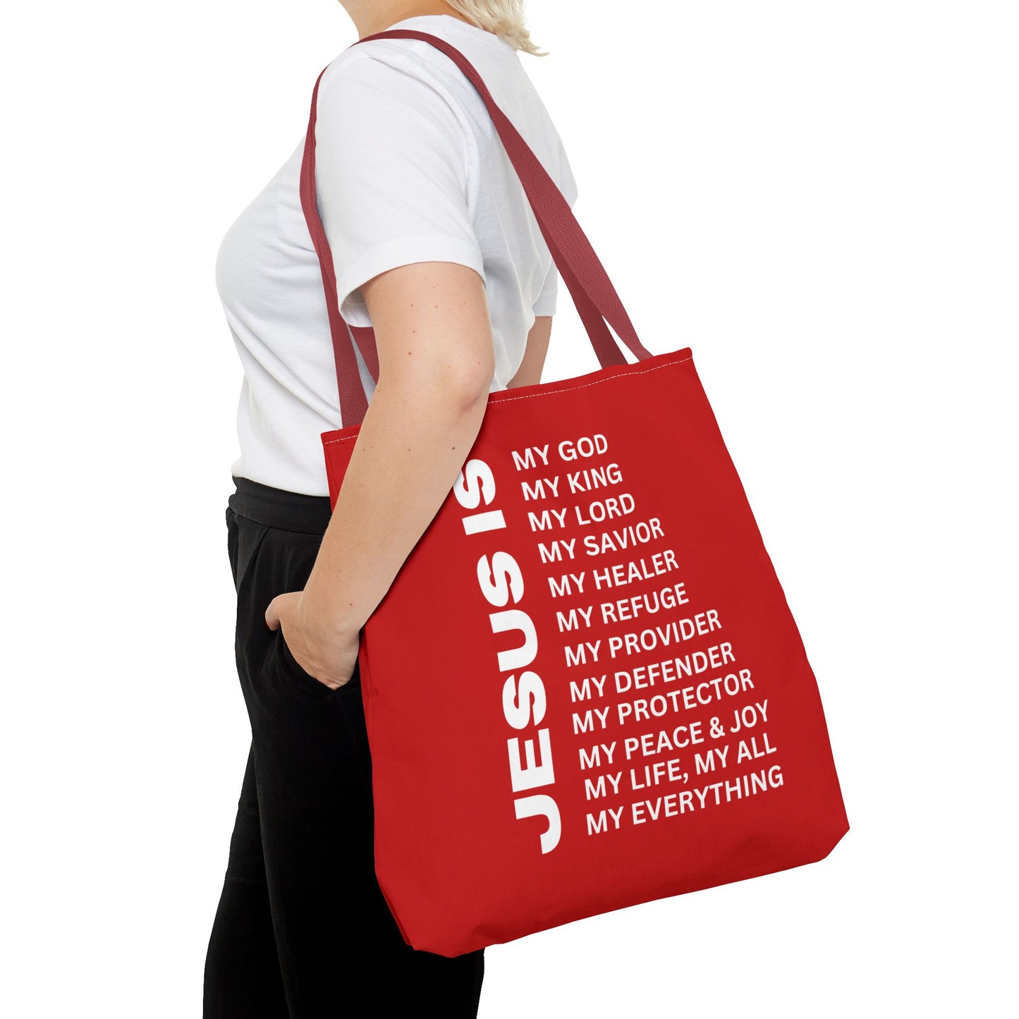 Christian JESUS IS Tote Bag - Red