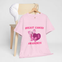 Breast Cancer Awareness Tee with Pink Butterfly & Ribbon