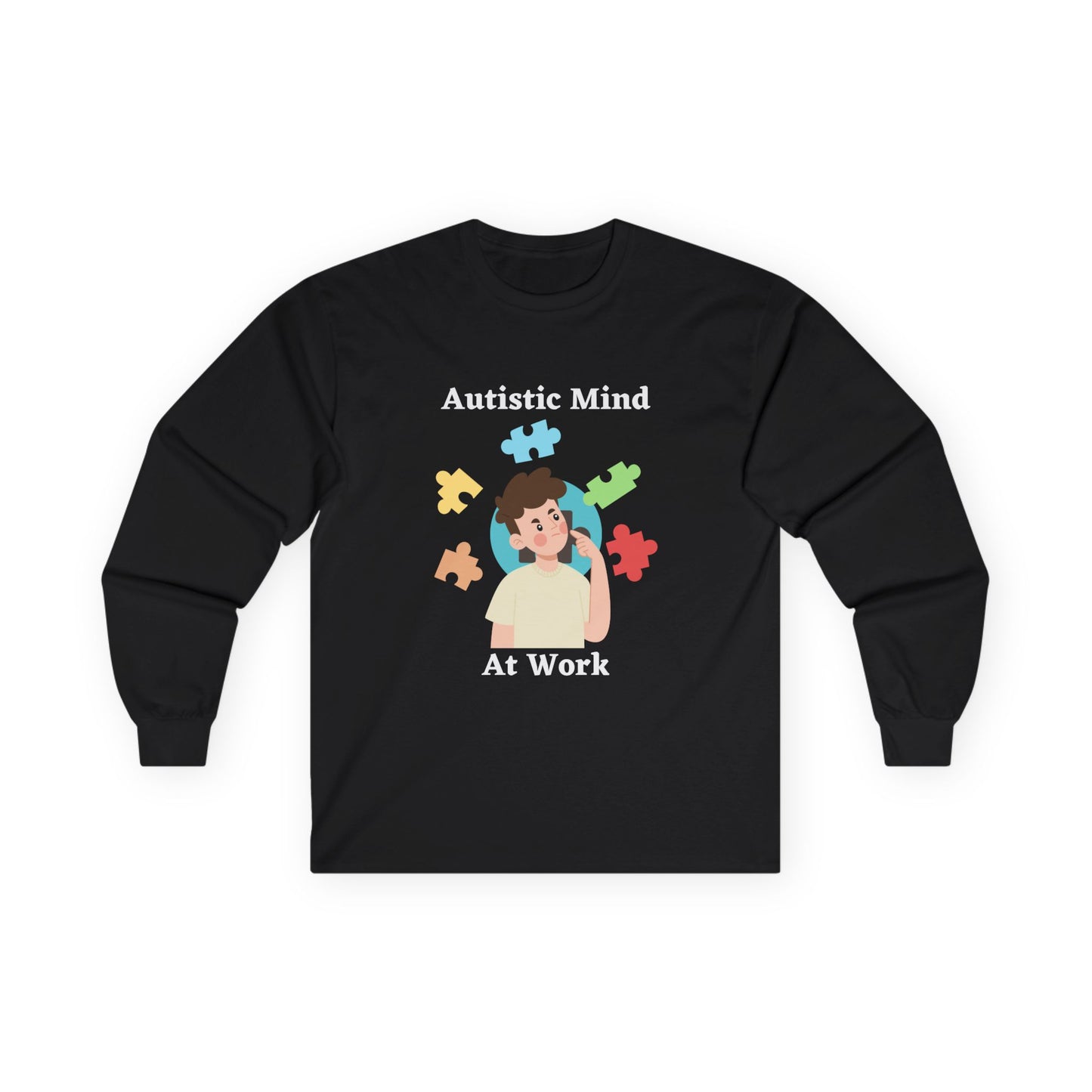 Autistic Mind At Work Long Sleeve Tee — White