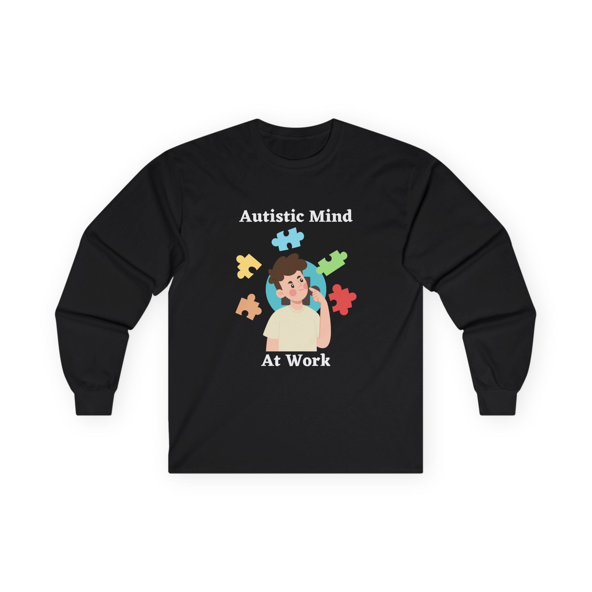 Autistic Mind At Work Long Sleeve Tee — White