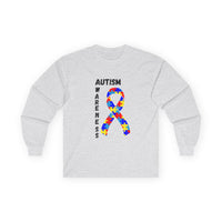 Autism Puzzle Ribbon Long Sleeve Tee — Blk