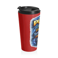 Push: 'Pray Until Something Happens' Stainless Steel Red Travel Mug - Hands