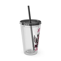 Fight Like a Warrior, Survive Like a Champion Breast Cancer Awareness 16oz Tumbler with Straw