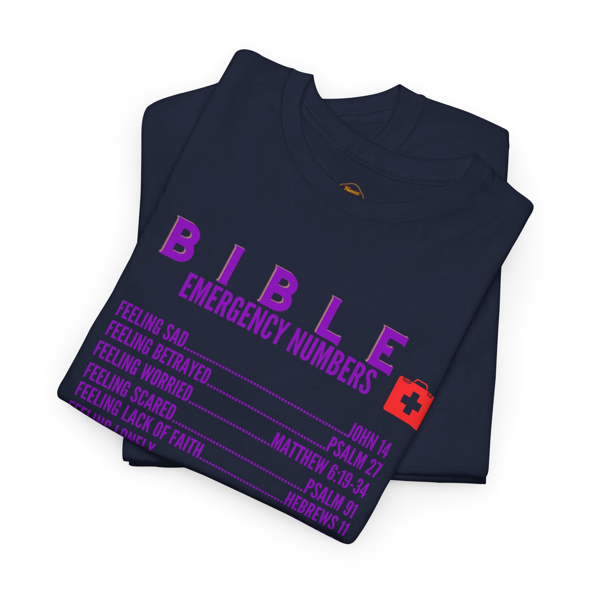Bible Emergency Numbers Tee - Purple