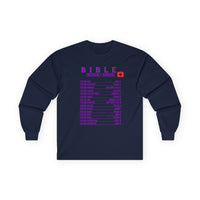 Bible Emergency Numbers Long Sleeve Tee - Purple
