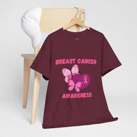 Breast Cancer Awareness Tee with Pink Butterfly & Ribbon