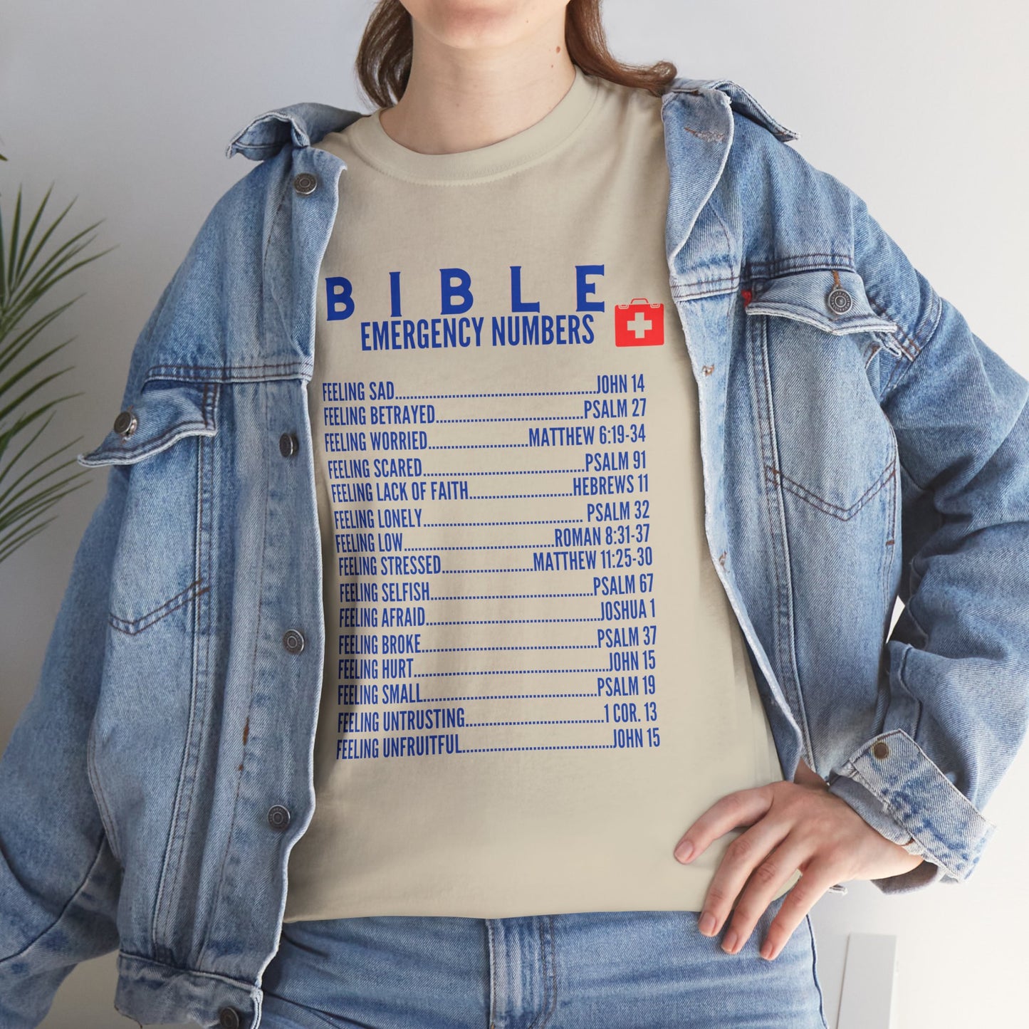 Bible Emergency Numbers Tee - Blue