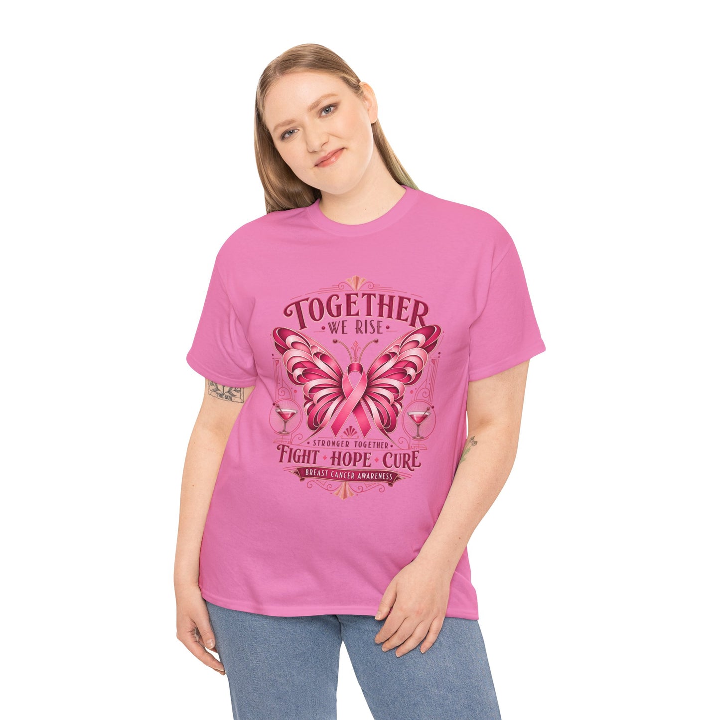 Together We Rise Breast Cancer Awareness T-Shirt — Fight Hope Cure Tee