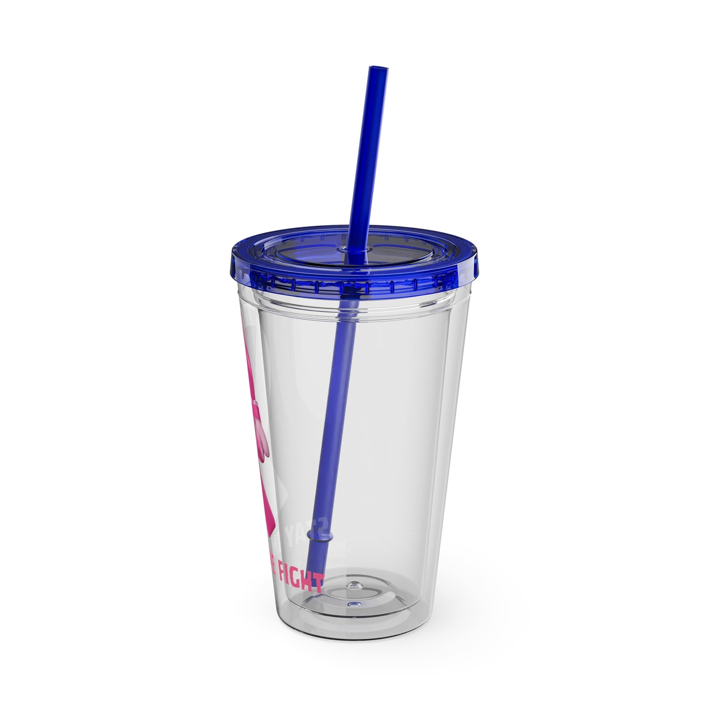 Pink Ribbon “Stay in the Fight” 16oz Tumbler with Straw