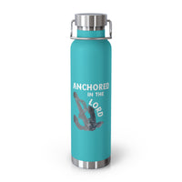 "Anchored in the Lord" 22oz Insulated Water Bottle — White