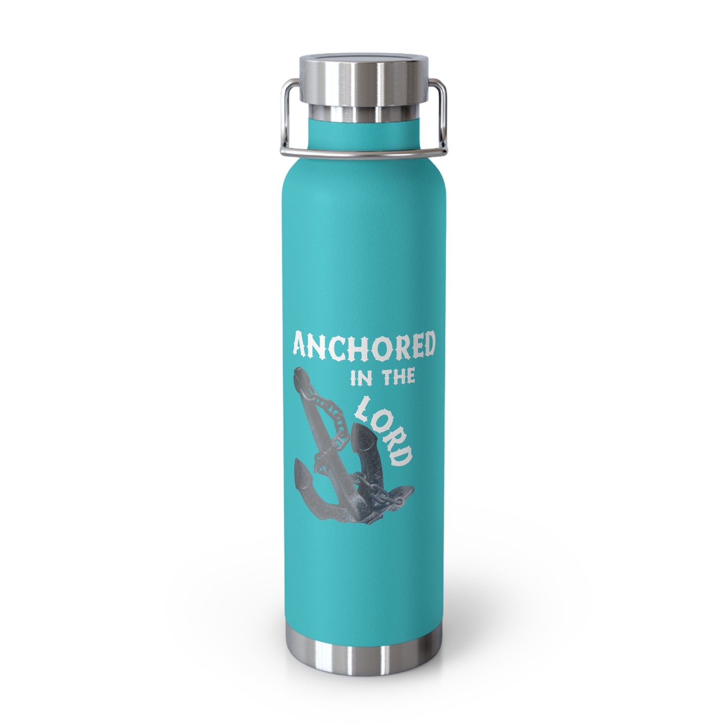 "Anchored in the Lord" 22oz Insulated Water Bottle — White