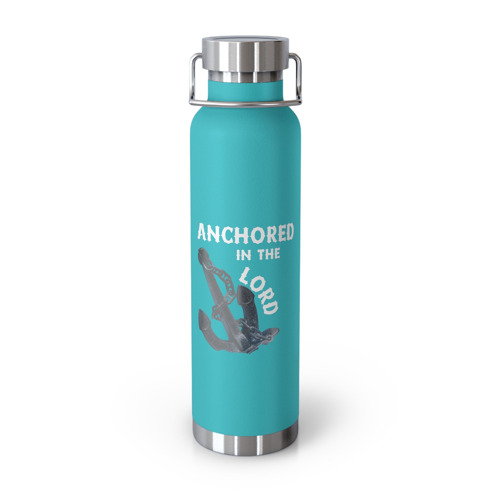 "Anchored in the Lord" 22oz Insulated Water Bottle — White