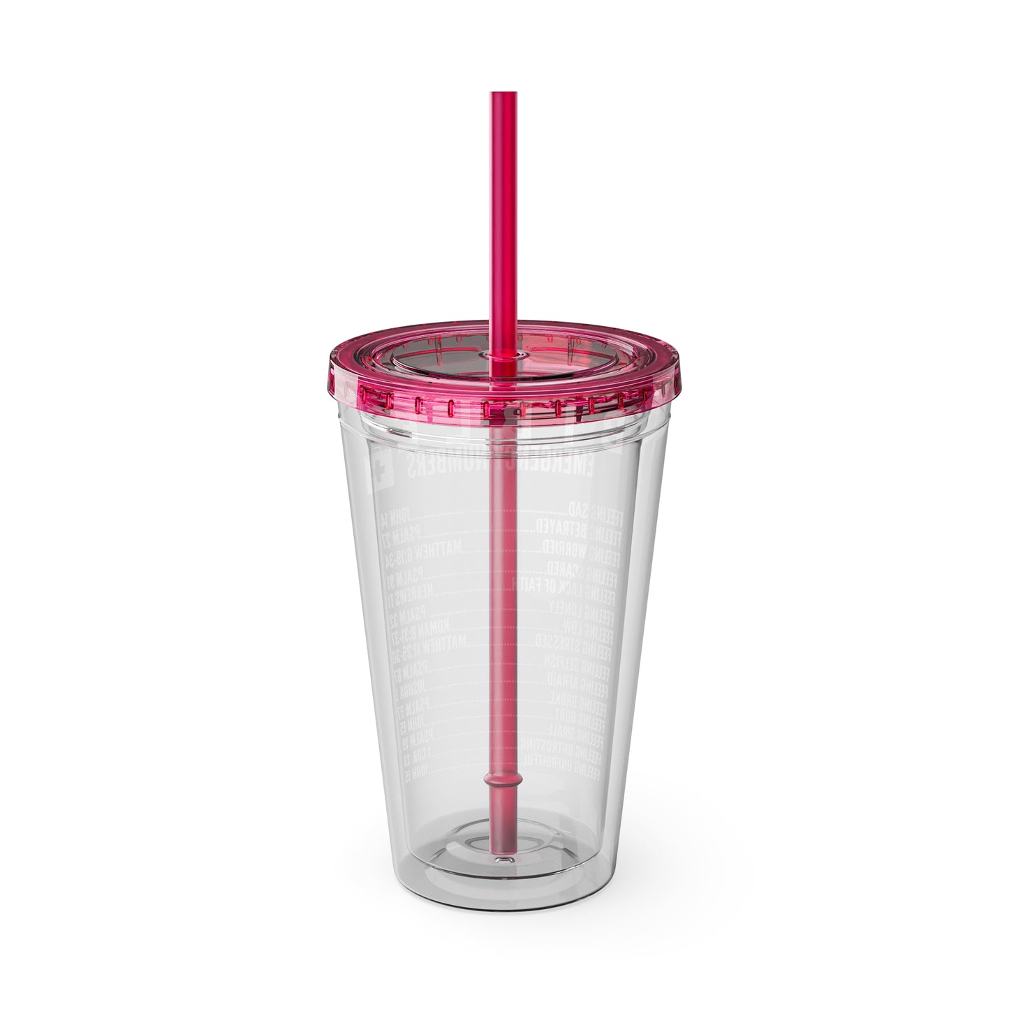 Bible Emergency Numbers 16oz Tumbler with Straw