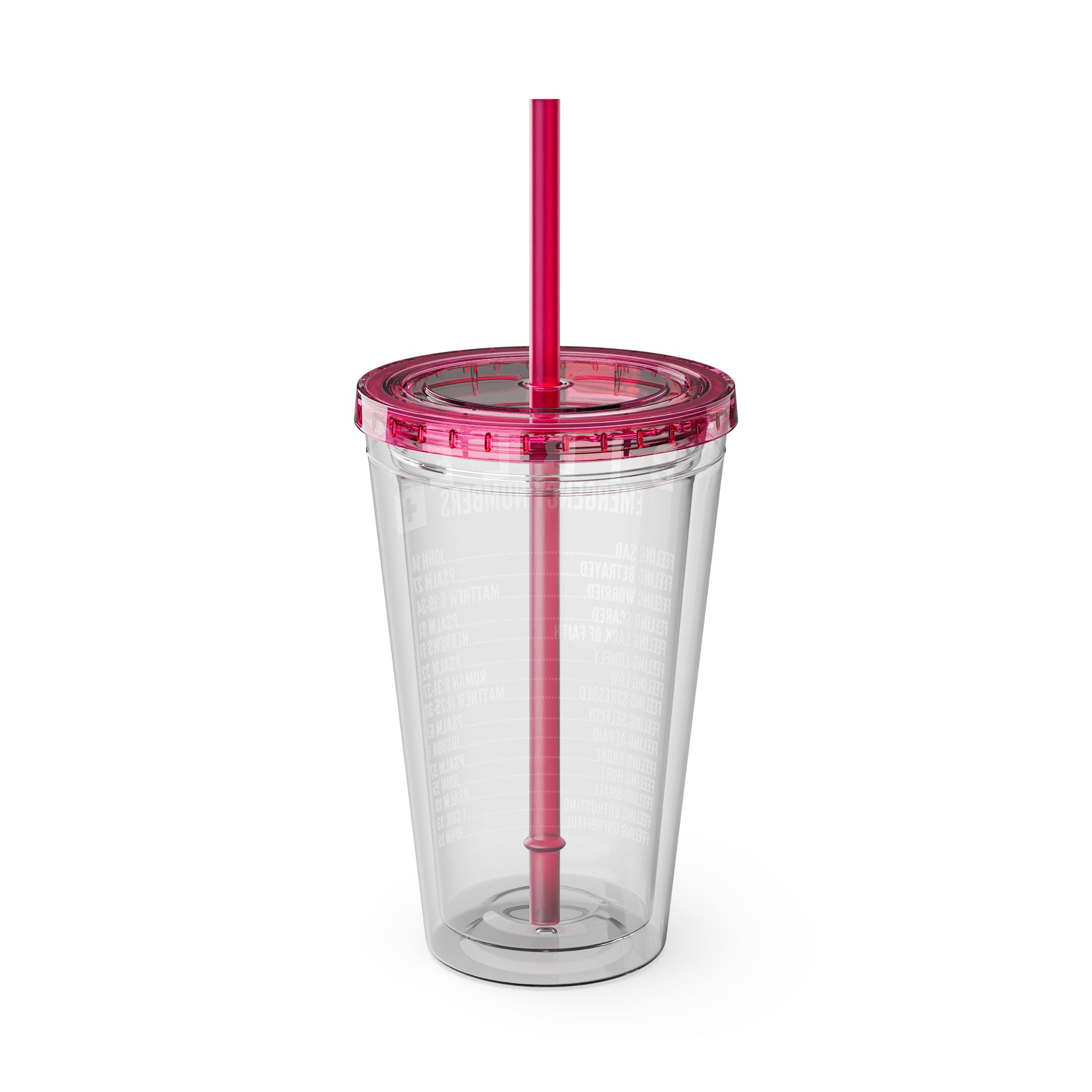 Bible Emergency Numbers 16oz Tumbler with Straw