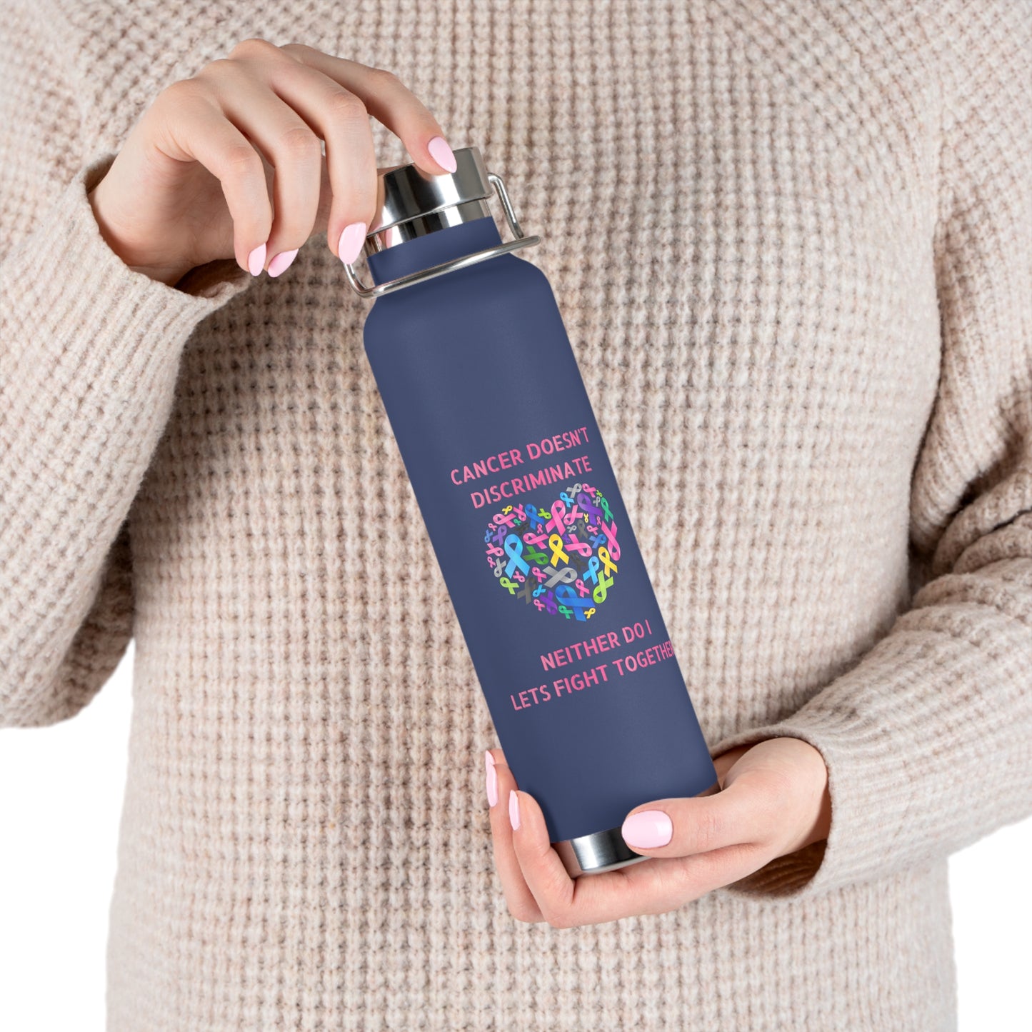 Cancer Doesn't Discriminate 22oz Insulated Water Bottle