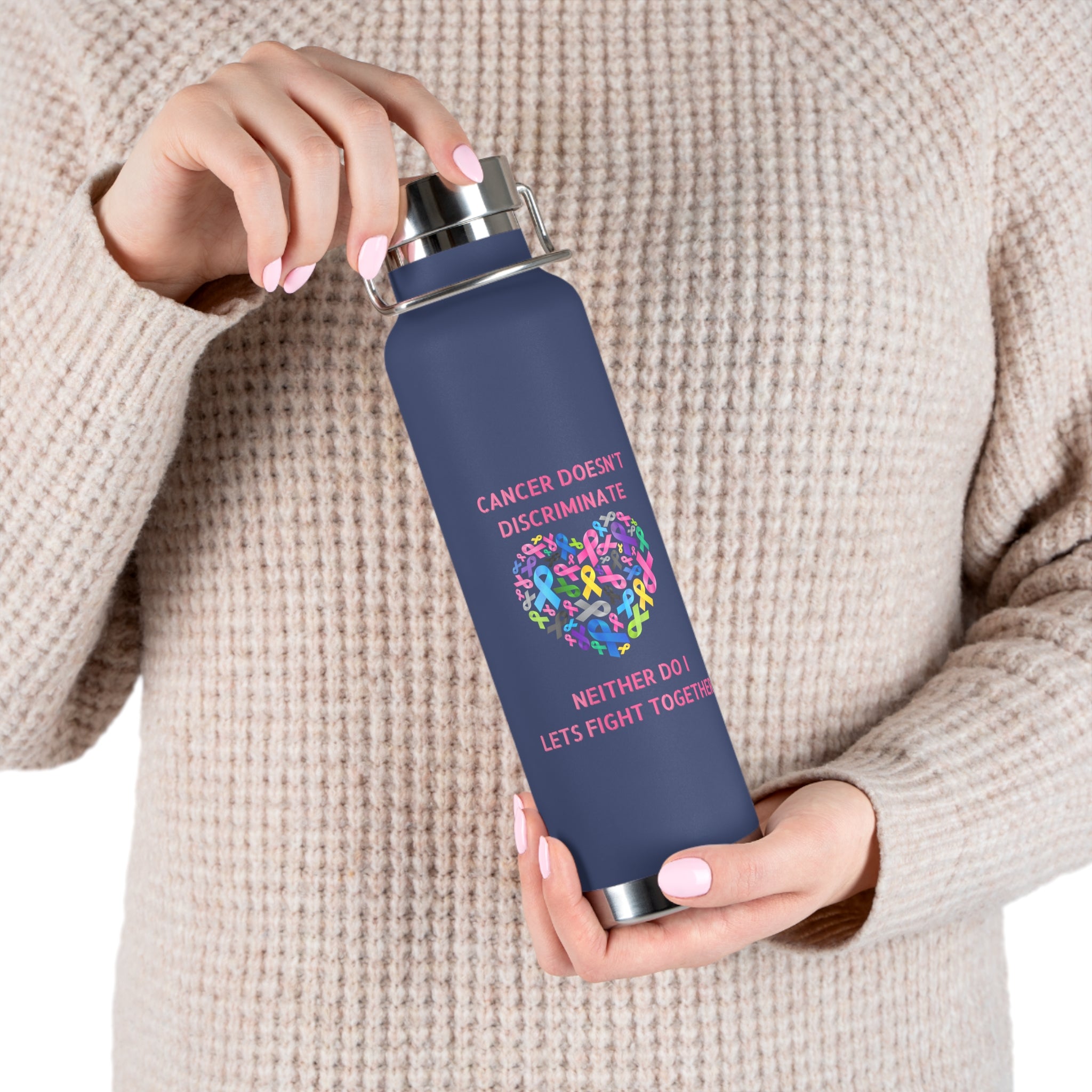 Cancer Doesn't Discriminate 22oz Insulated Water Bottle