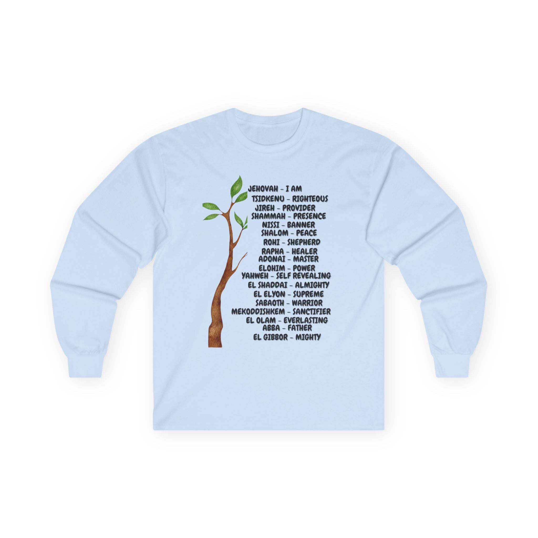 Characteristic Names of God Long Sleeve Tee - Black