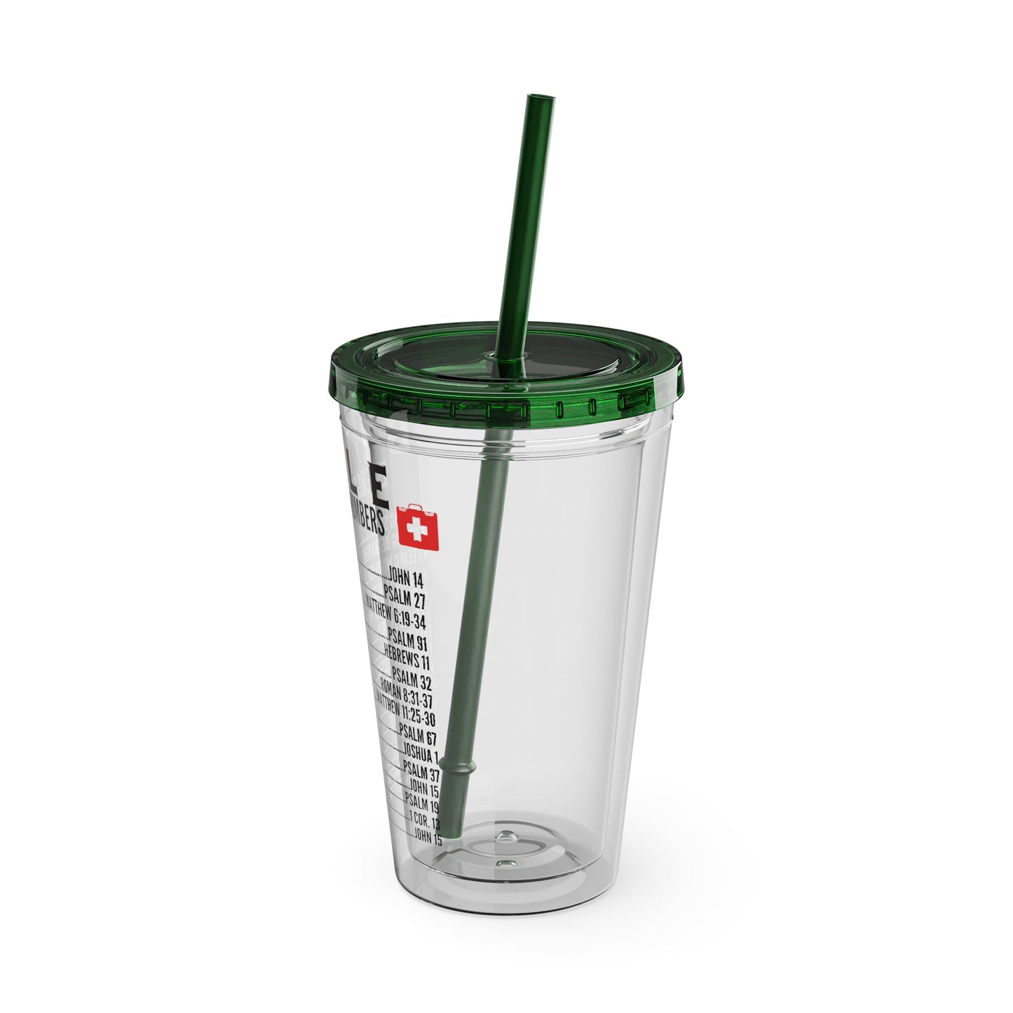 Bible Emergency Numbers 16oz Tumbler with Straw
