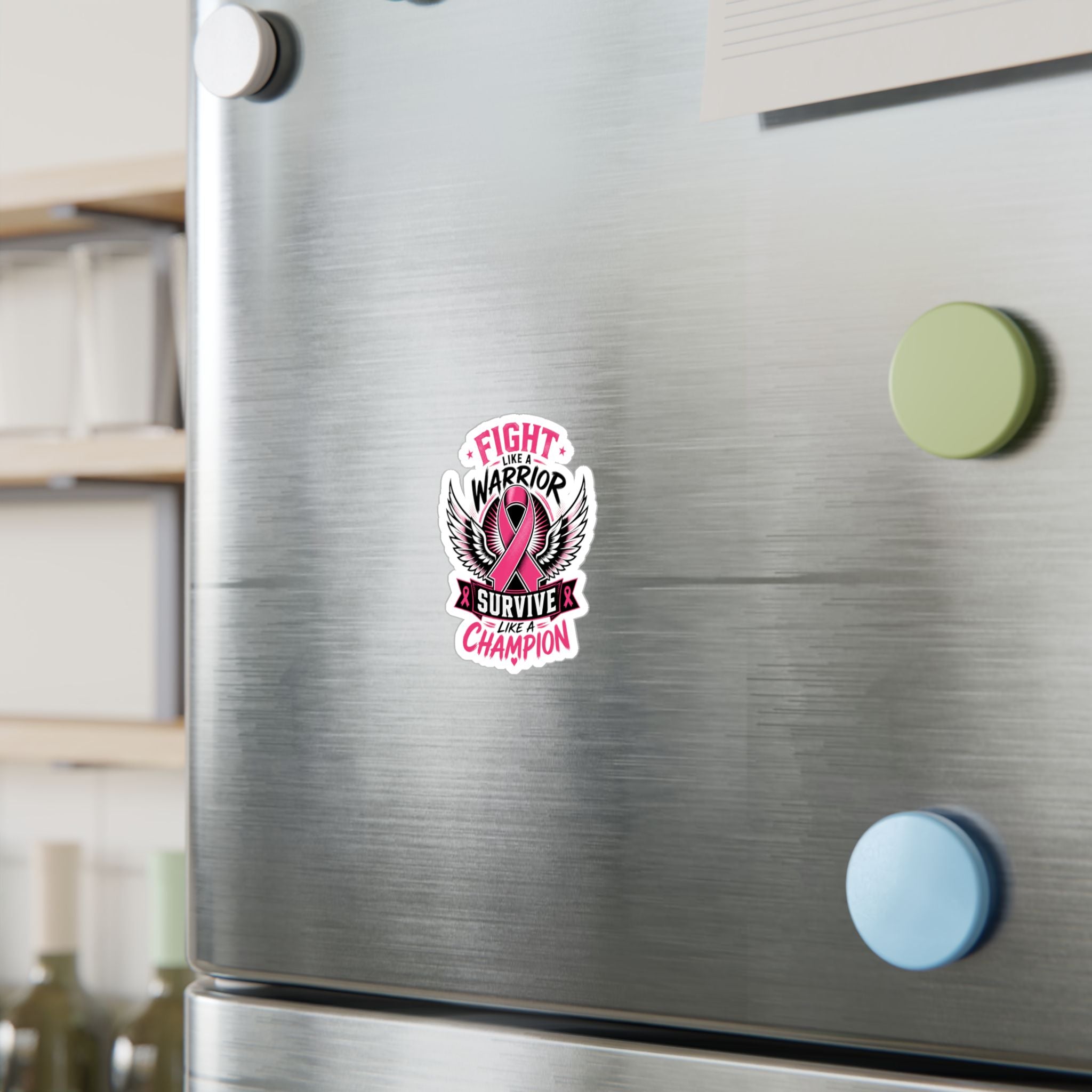 Fight Like a Warrior, Survive Like a Champion Breast Cancer Awareness Vinyl Sticker