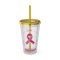 Breast Cancer Survivor 16oz Tumbler with Straw