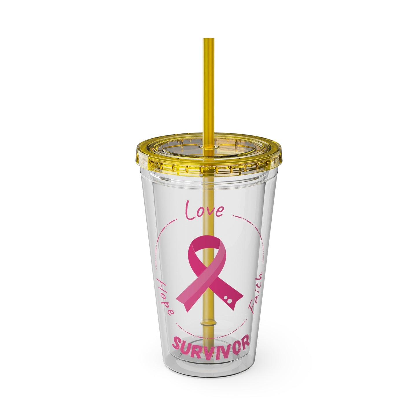 Breast Cancer Survivor 16oz Tumbler with Straw