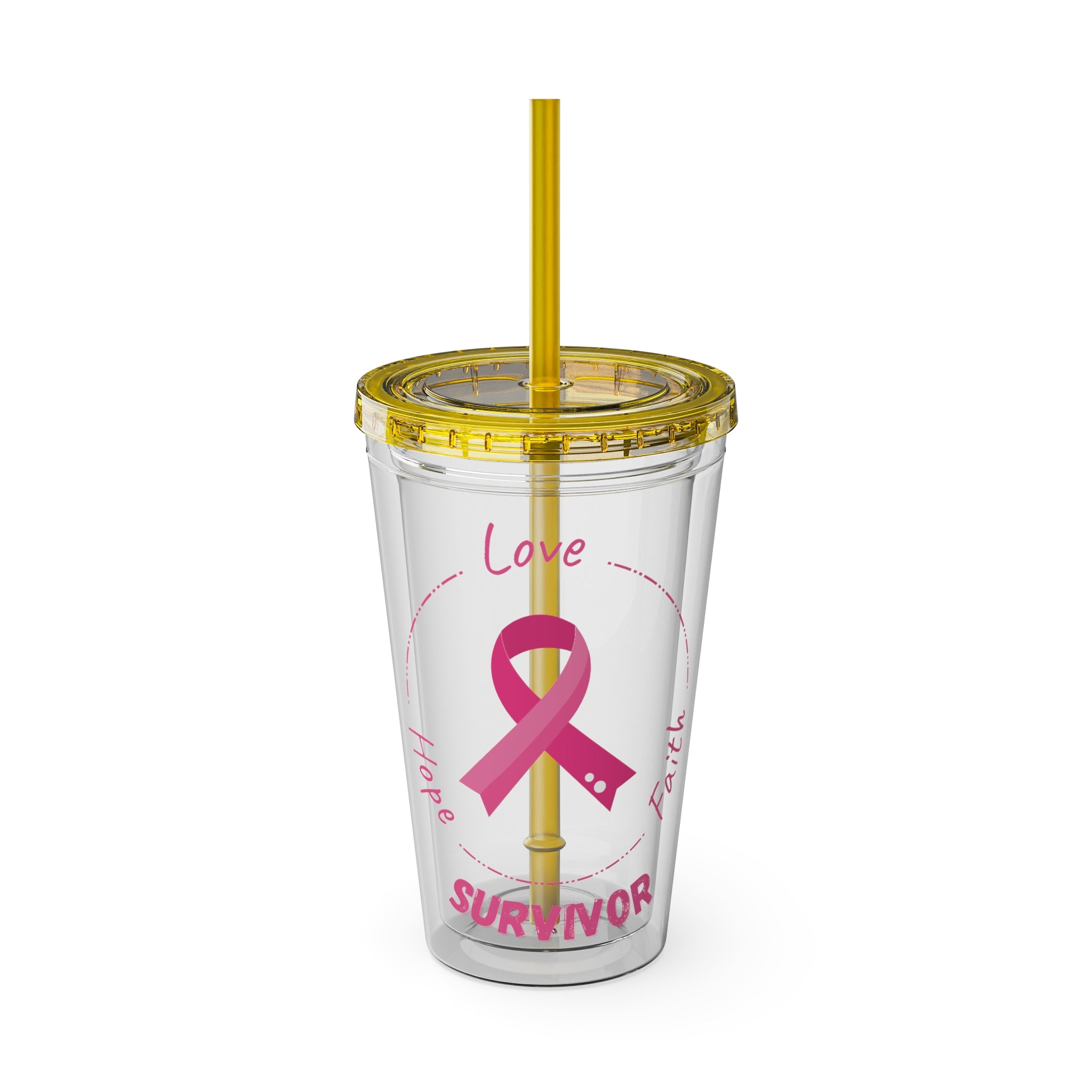 Breast Cancer Survivor 16oz Tumbler with Straw