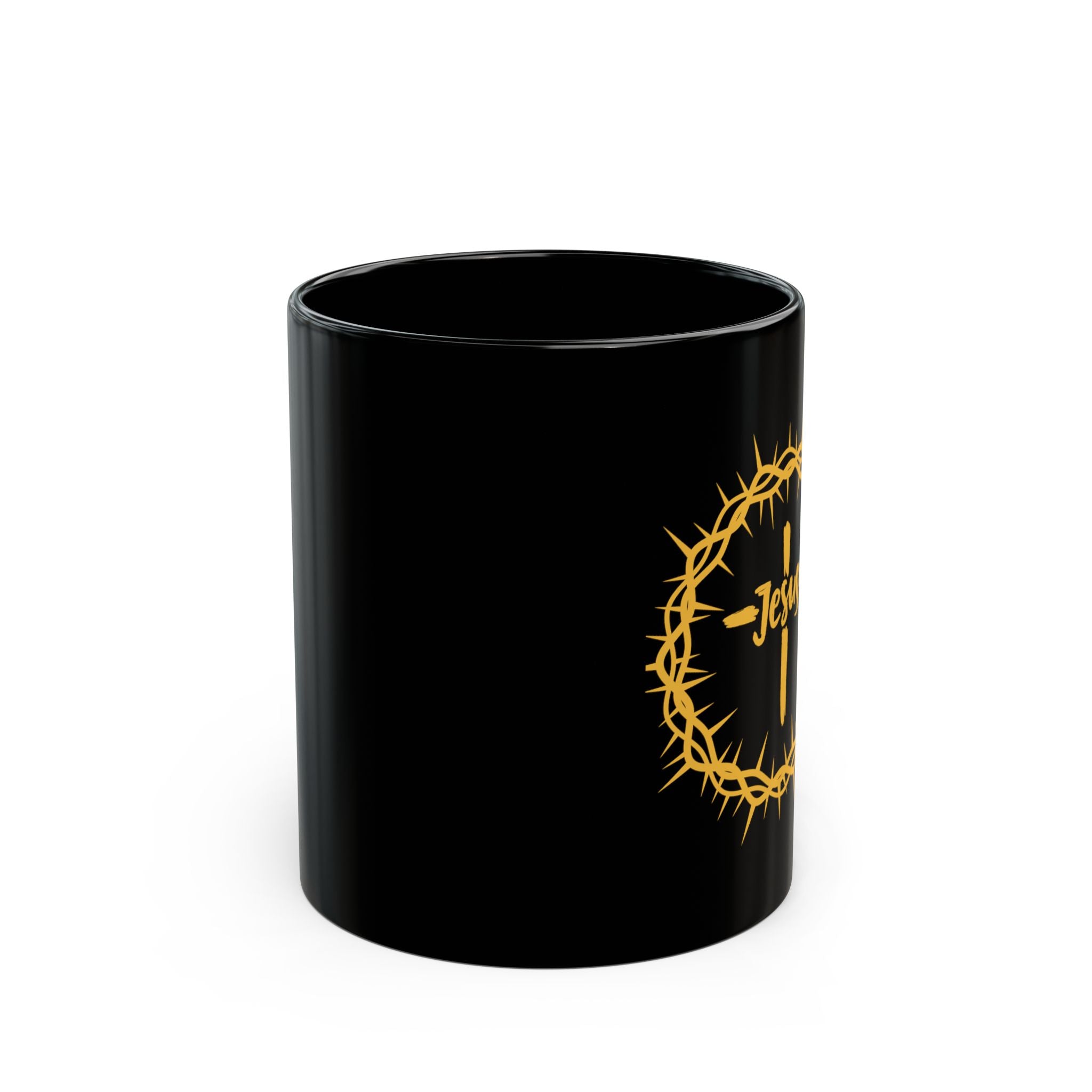 Jesus Crown of Thorns Black Coffee Mug (11oz/15oz)