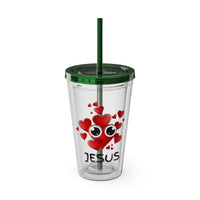 Jesus Heart Love 16oz Tumbler with Straw