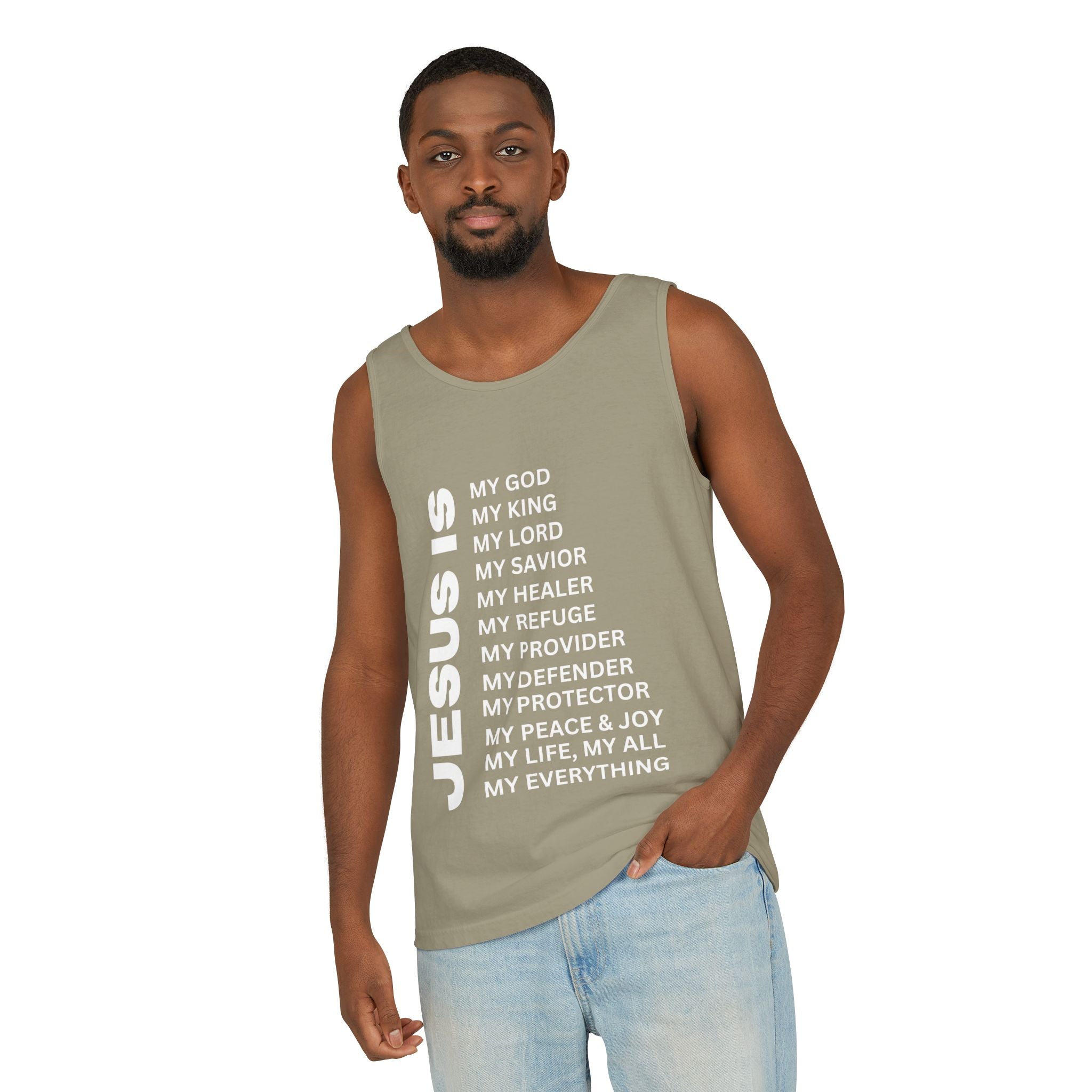 Christian JESUS IS Tank - White