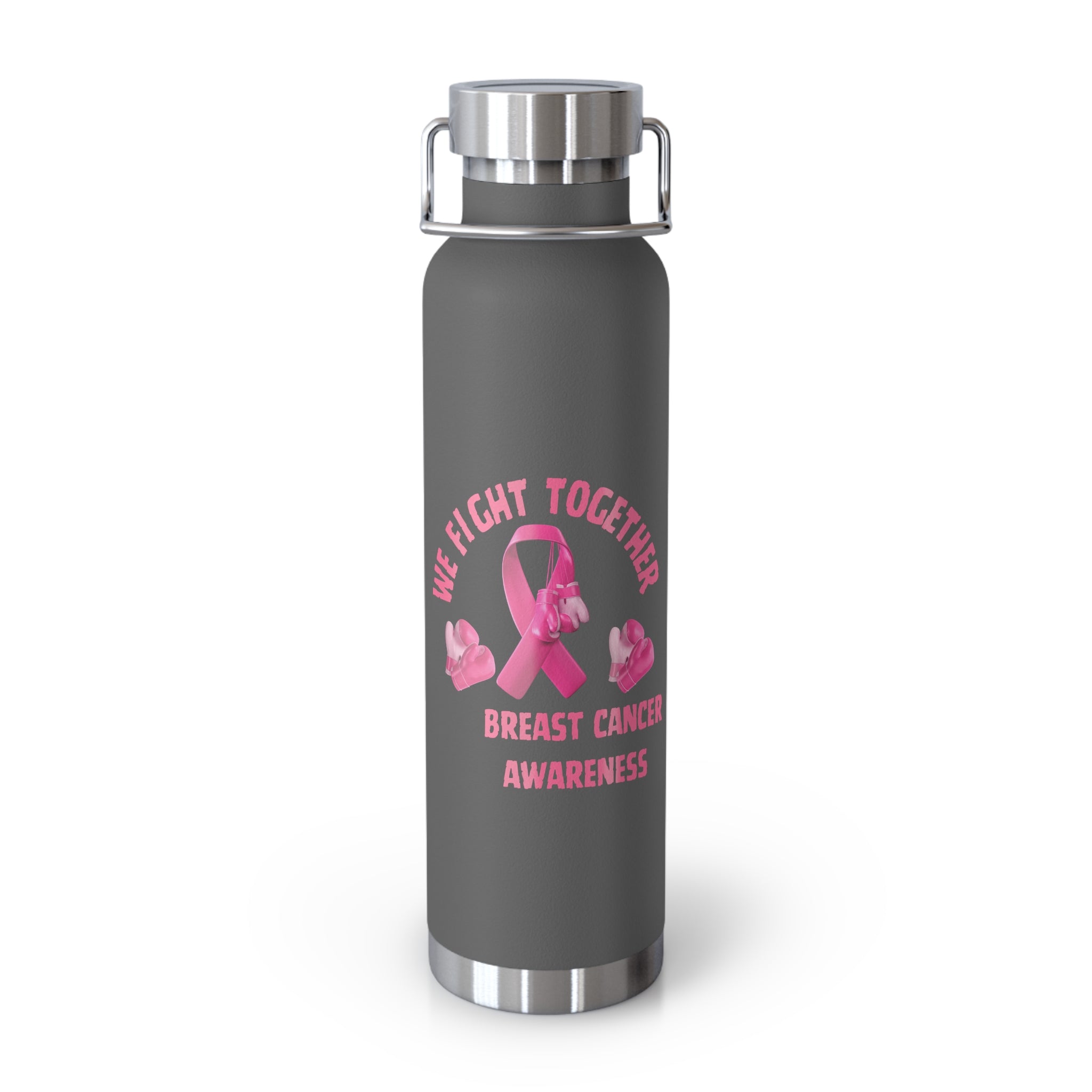 Breast Cancer Awareness "We Fight Together" Pink Ribbon 22oz Insulated Water Bottle