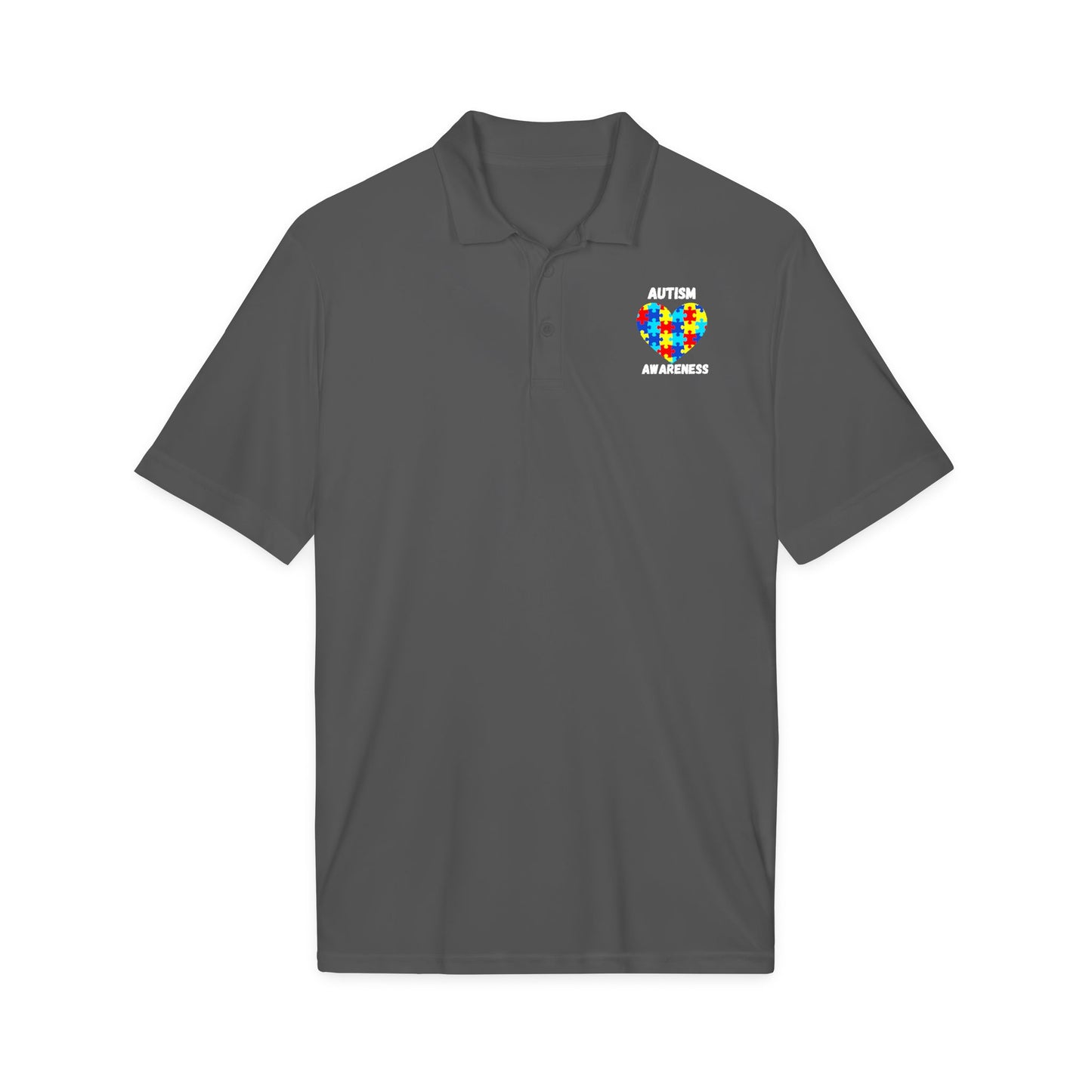 Autism Puzzle Heart Polo - White