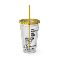 "The Righteous Are Bold as a Lion" 16oz Inspirational Tumbler with Straw