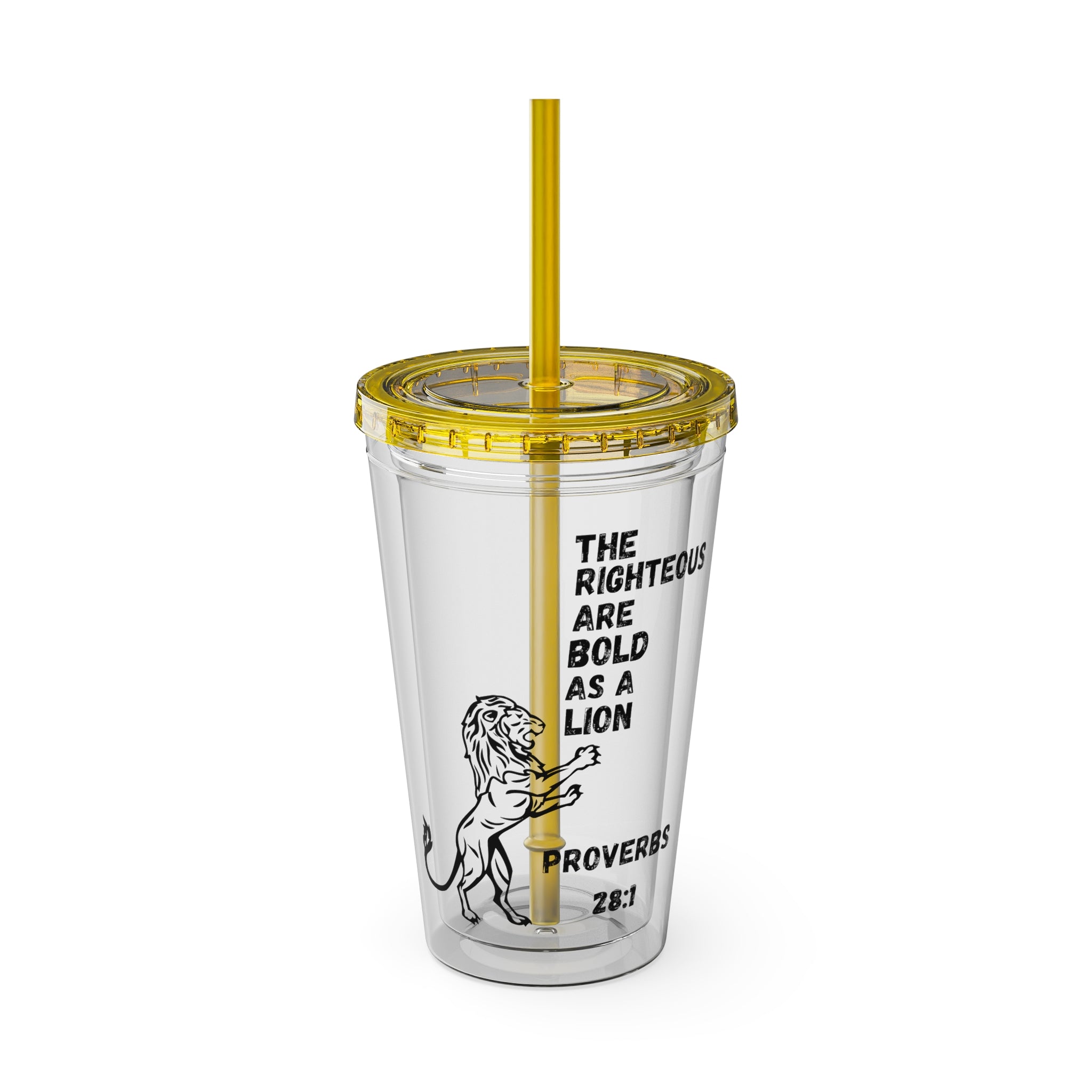 "The Righteous Are Bold as a Lion" 16oz Inspirational Tumbler with Straw