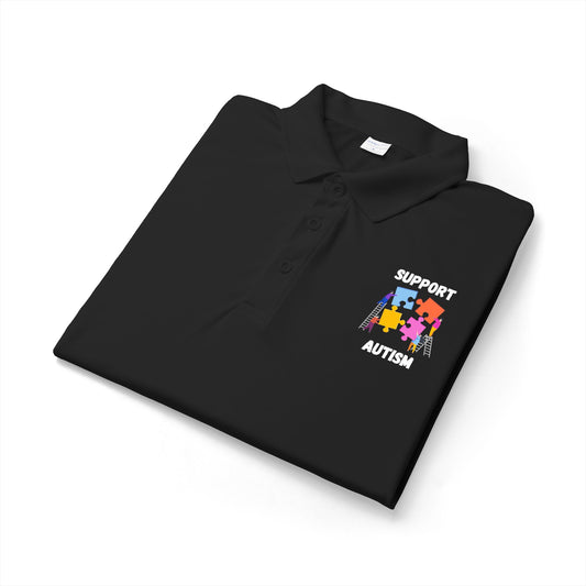 Autism Puzzle Piece Polo Shirt - White