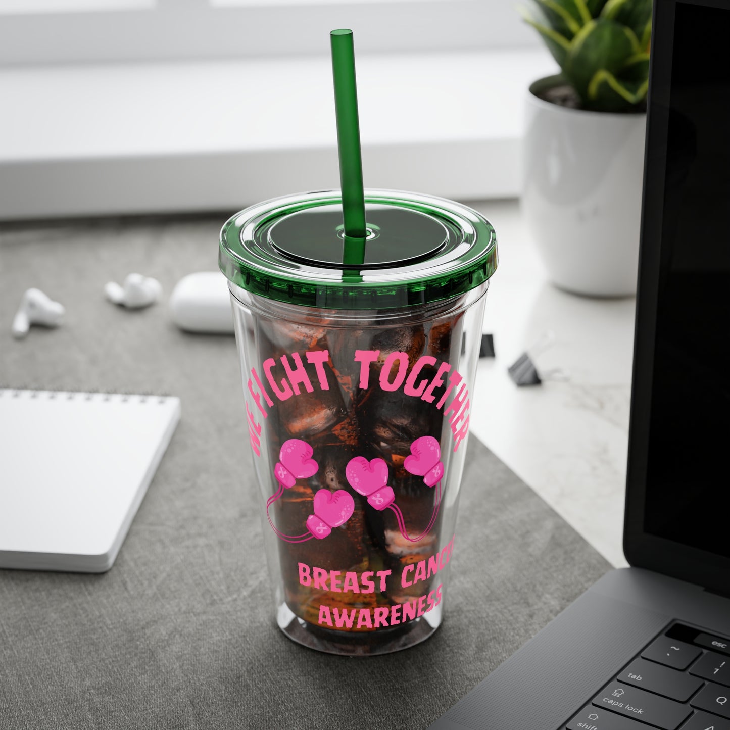 "We Fight Together" 16oz Tumbler with Straw Cup