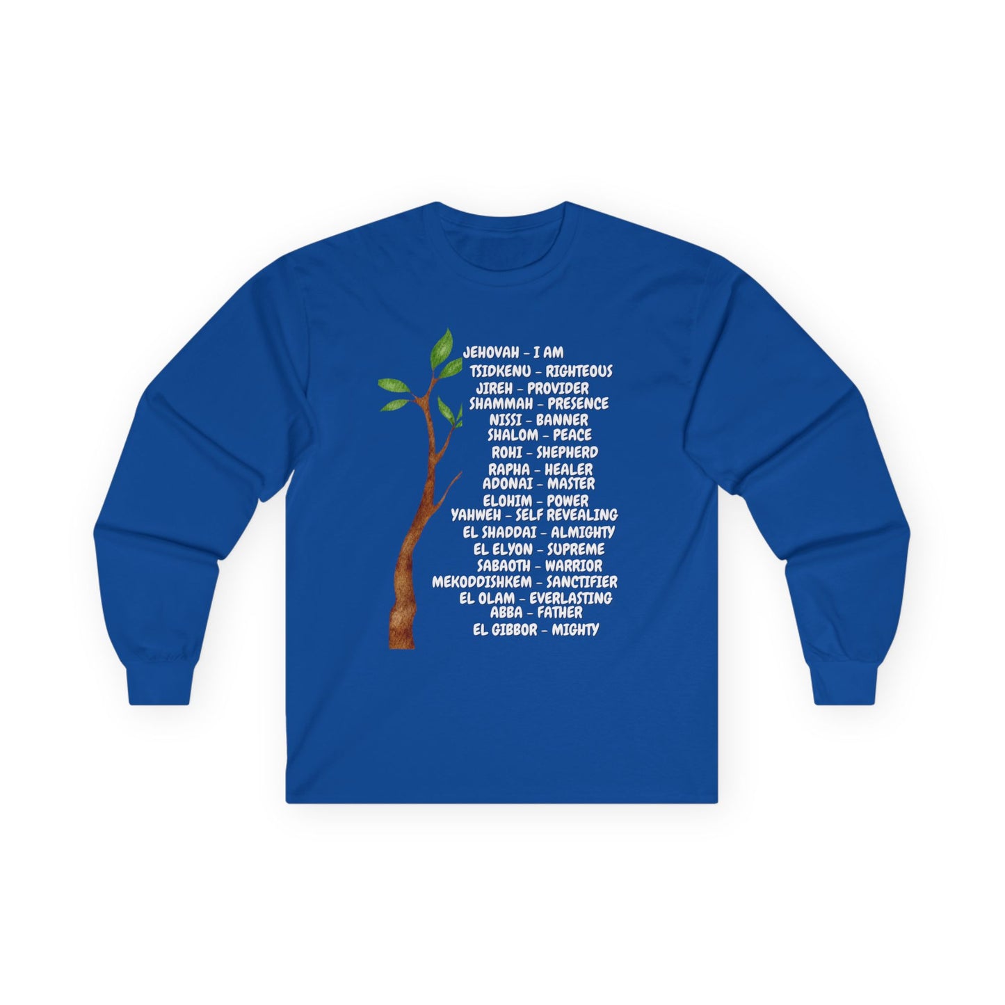 Characteristic Names of God Long Sleeve Tee - White