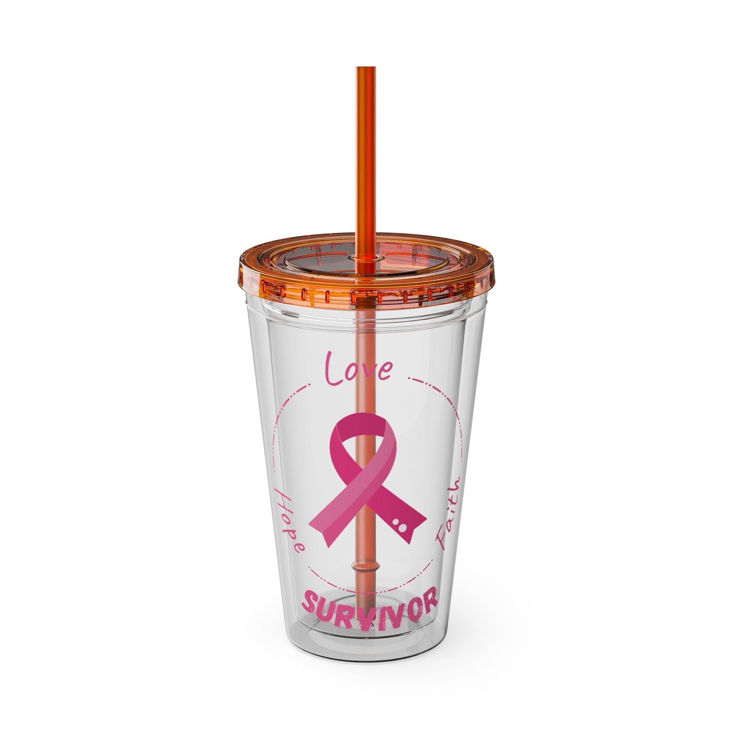 Breast Cancer Survivor 16oz Tumbler with Straw