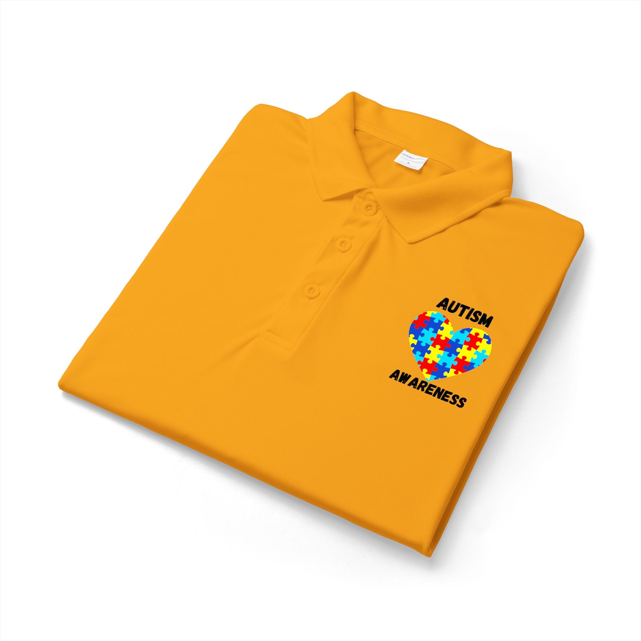 Autism Puzzle Heart Polo - Black
