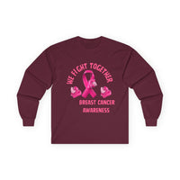 Breast Cancer Awareness Long Sleeve Tee – “We Fight Together” Pink Ribbon