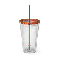 Fight Like a Warrior, Survive Like a Champion Breast Cancer Awareness 16oz Tumbler with Straw